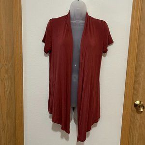 Maurices Short Sleeve Burnt Dark Orange/Red Cardigan (Size X-Small) WORN ONCE